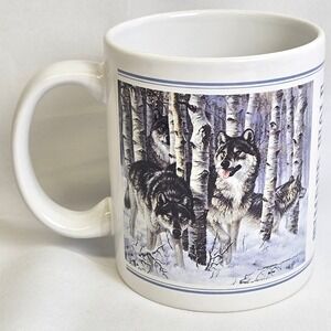 Leanin'‎ Tree Timber Wolf Coffee Mug, Art By Larry Fanning, MGR120 Vintage 1991